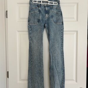 Free People Blue Flare Wide Leg Jeans